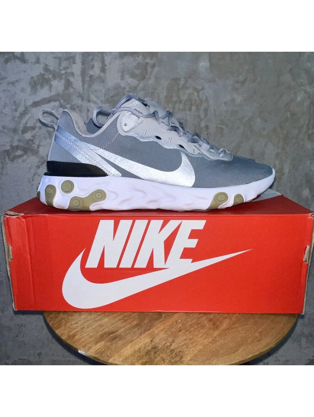 Nike React Element 55 Running Shoes Grey Metallic Sneakers BQ6166-007 Men’s SLD